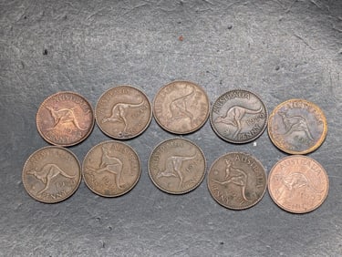 (10) Australia Mixed Date One Pennies