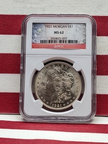 1921 Morgan Silver Dollar - NGC MS62