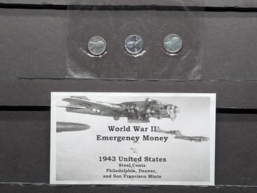 WWII Emergency Money - 1943 Lincoln Steel Cents in High Grade