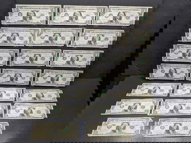 Lot of Twenty 1963 B Series $1.00 Joseph W. Barr Notes