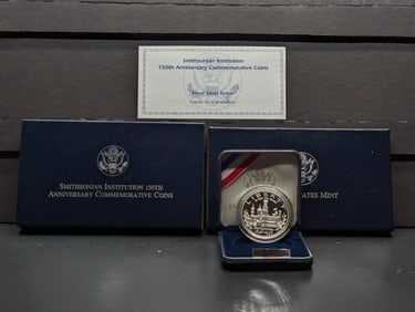 1996-P PROOF Smithsonian Institution 150th Anniv. Commemorative Silver Dollar in OGP w/ COA