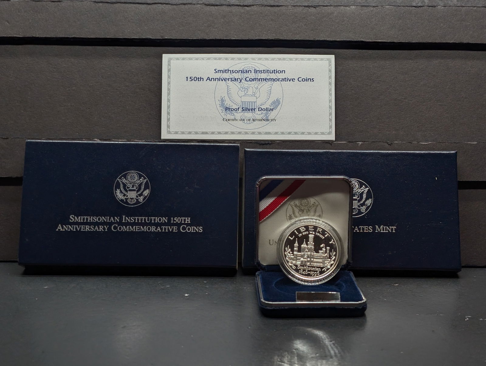 1996-P PROOF Smithsonian Institution 150th Anniv. Commemorative Silver Dollar in OGP w/ COA (1 of 4)
