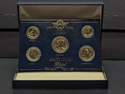24k Gold *LAYERED* 1999 Year Coin Set in Display Box: 24k Gold *LAYERED* 1999 Year Coin Set in Display Box