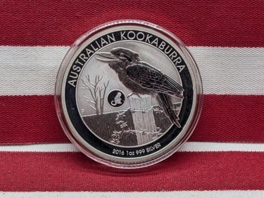 1 Oz. .999 FINE SILVER 2016 PROOF Australia $1 Kookaburra Coin w/ Monkey Privy Mark in Capsule
