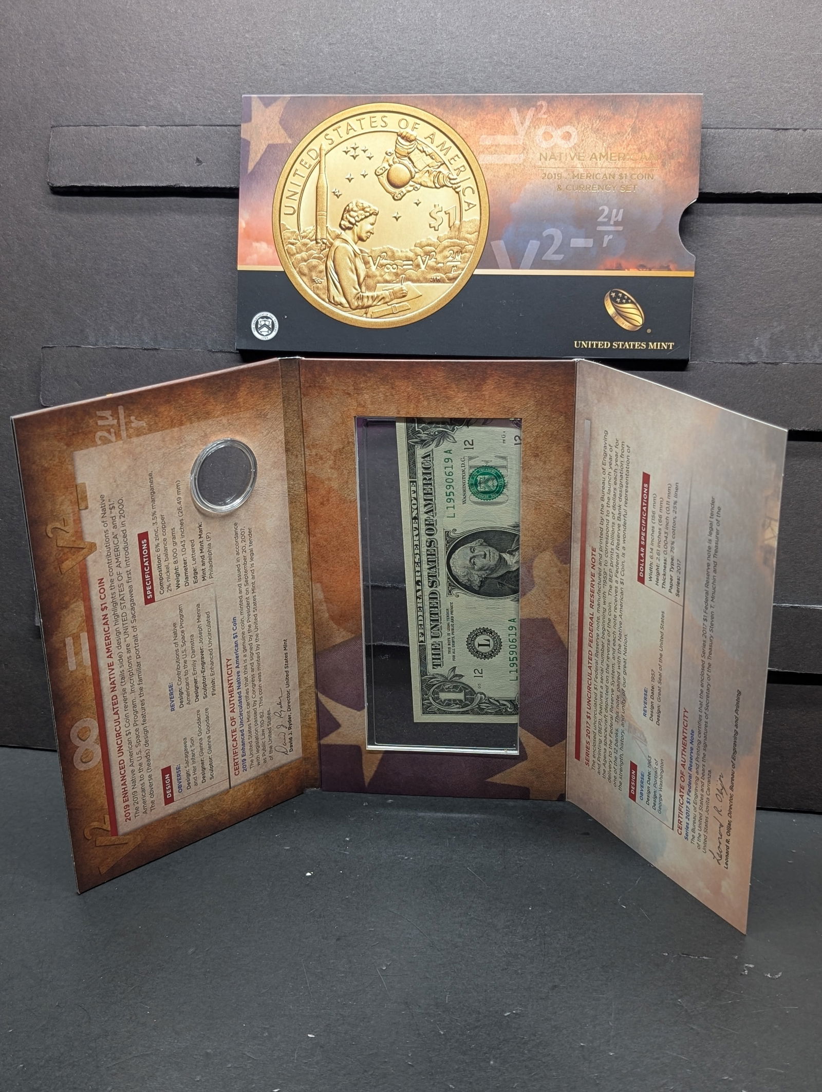 Missing the Dollar Coin - Native American 2019 American $1 Coin & Currency Set in OGP w/ COA (1 of 6)