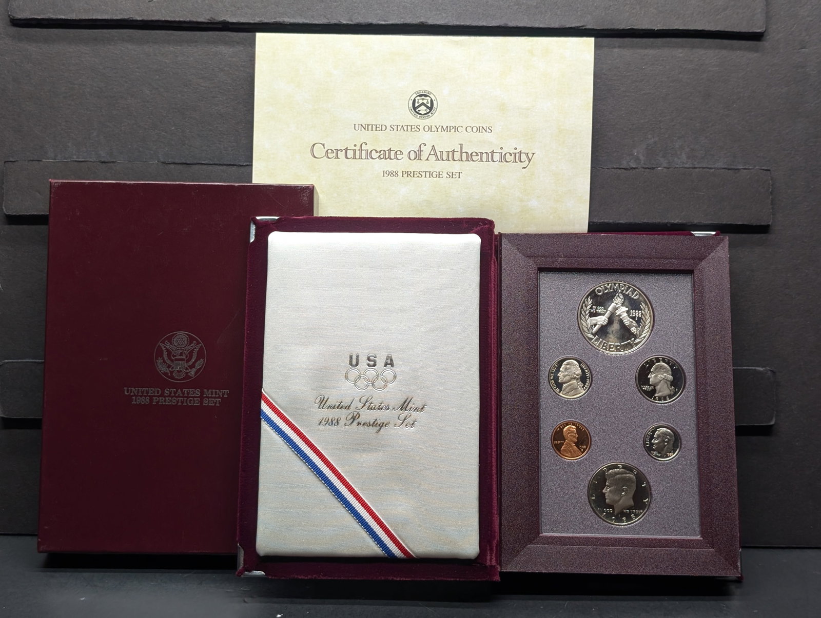 1988-S U.S. Prestige Set in OGP w/ COA - Olympic & Liberty Torches: 1988-S U.S. Prestige Set in OGP w/ COA - Olympic & Liberty Torches
