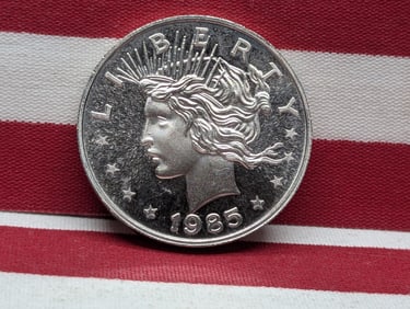 1 Oz. .999 FINE SILVER 1985 Peace Dollar Designed Round