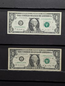 2006 & 2013 Series $1.00 Federal Reserve Notes w/ Fancy Serial Numbers (AKA) Trinary Notes, S. N.