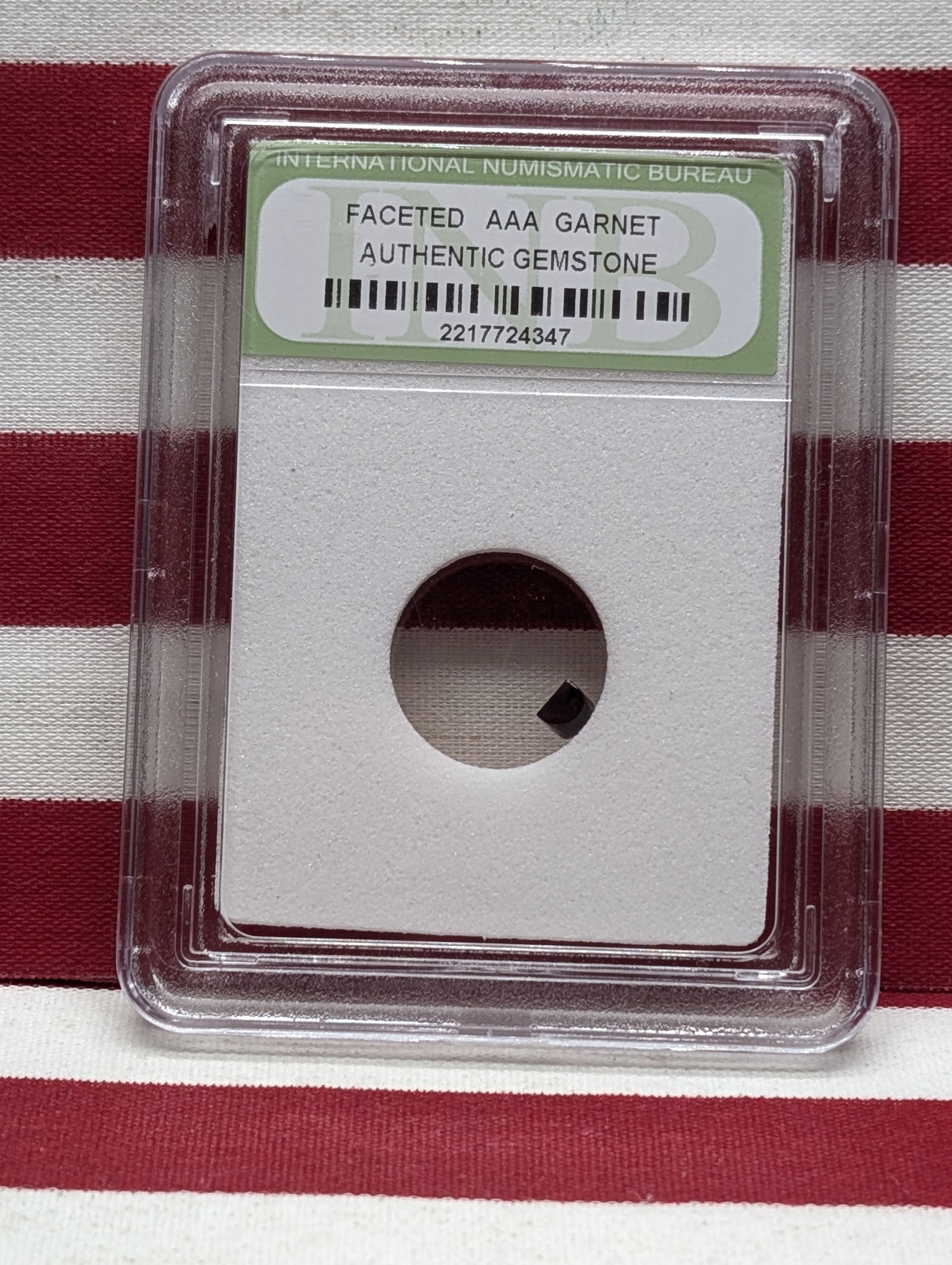 Authentic Gemstone!! Faceted AAA Garnet!! - Slabbed by International Numismatic Bureau: Authentic Gemstone!! Faceted AAA Garnet!! - Slabbed by International Numismatic Bureau
