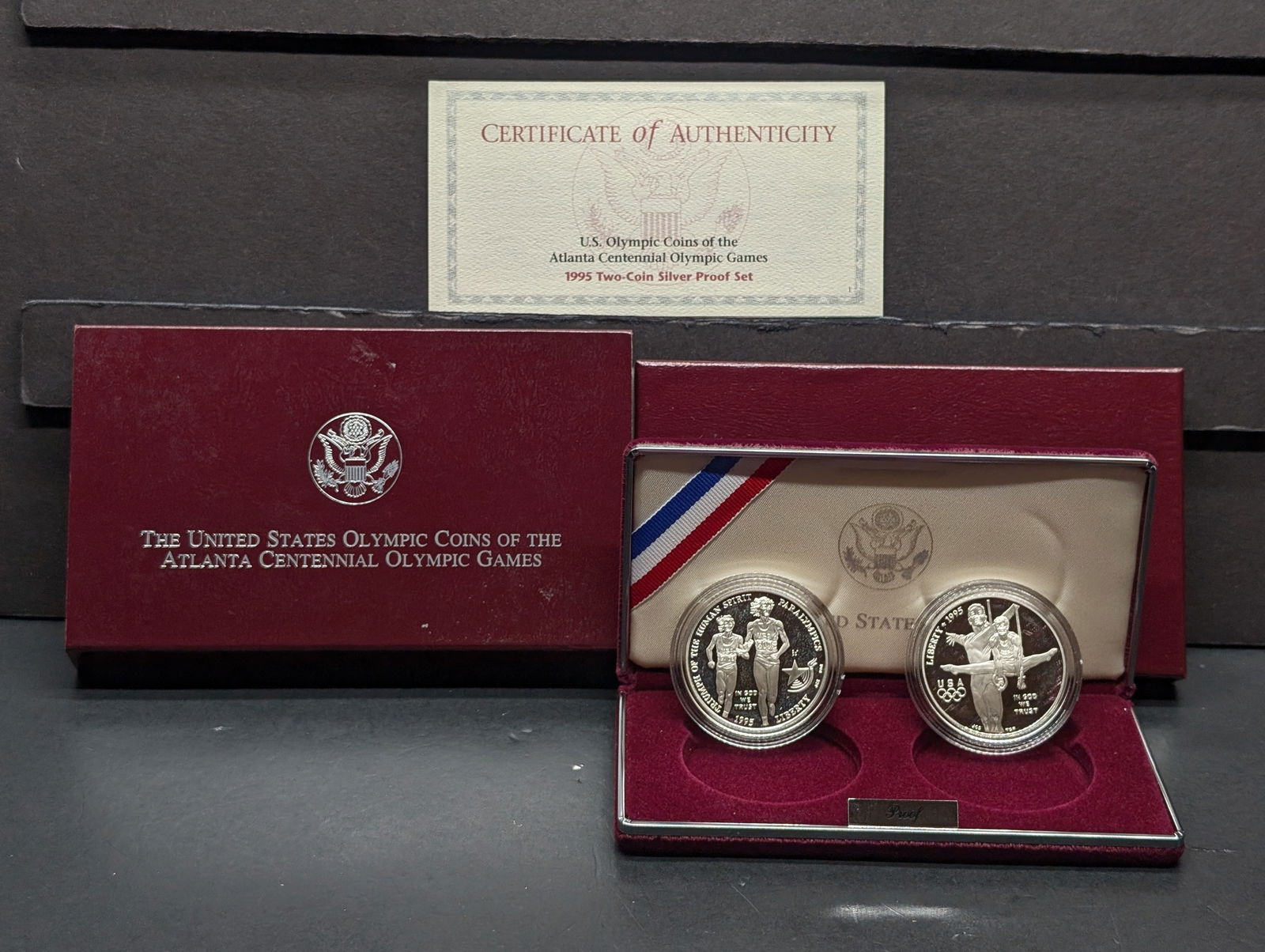 1995-P PROOF Atlanta Centennial Olympic Games - Blind Runner & Gymnast Commemorative 2-Coin Silver (1 of 4)
