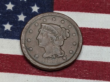 1854 Braided Hair Large Cent **VF**