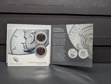 2014-P&D 50th Anniv. Kennedy Half Dollar Uncirculated Coin Set in OGP w/ COA