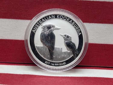 1 Oz. .999 FINE SILVER 2017 PROOF Australia $1 Kookaburra Coin in Capsule