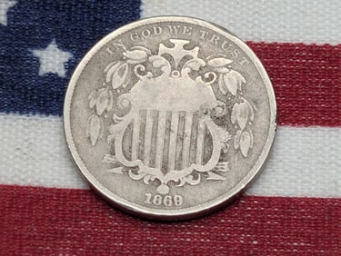 1869 Shield Nickel **FINE/VF**