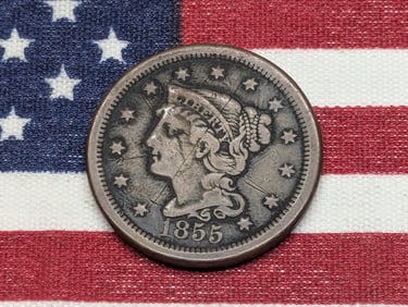 1855 Braided Hair Large Cent w/Scratches