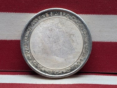 1 Oz. .999 FINE SILVER 25th Anniversary 1994 Designed Round