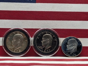 Lot of Three Various Dated Proof Eisenhower Dollars - Some in Capsules, All S Mint Marks