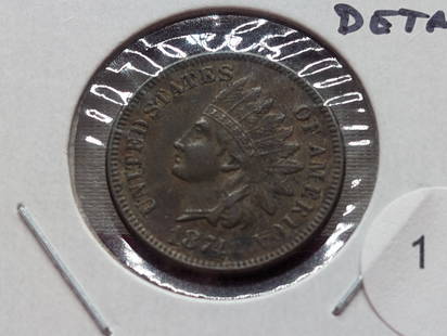 1874 Indian Head Cent.  XF Details.: 1874 Indian Head Cent. XF Details.