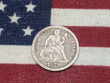 1877-CC United States Seated Liberty Dime. Rare Desirable Carson City Mint.
