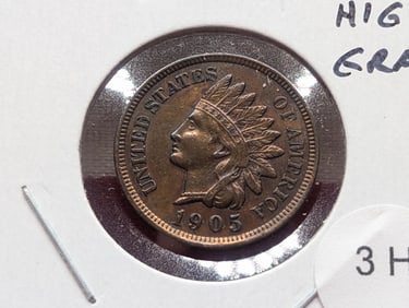 1905 Indian Head Cent. High Grade. Full Liberty, 3 Diamonds