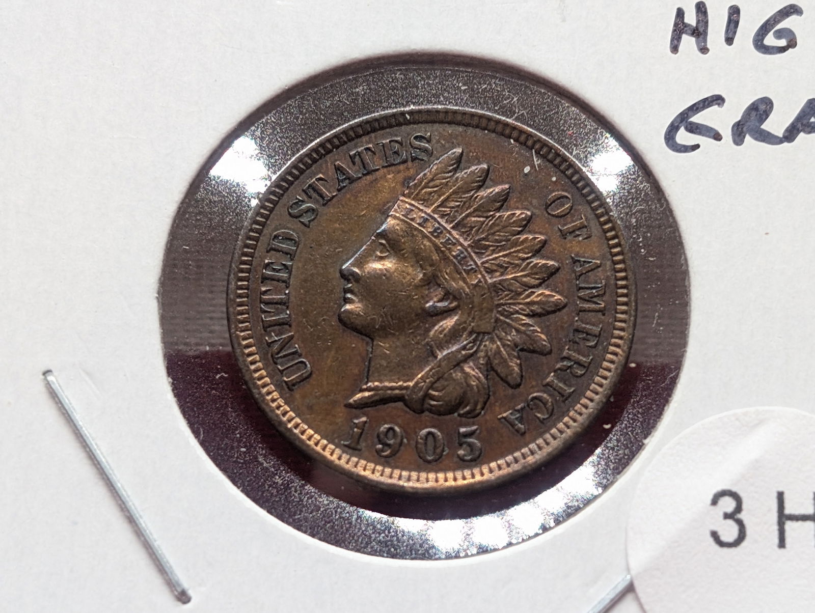 1905 Indian Head Cent. High Grade. Full Liberty, 3 Diamonds (1 of 3)