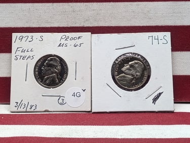 1973-S /1974-S PROOF Jefferson Nickels Full Steps