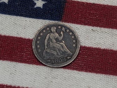 1854 With Arrows United States Seated Liberty Half Dime. Vintage Type Coin.