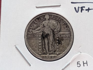 1918-S Standing Quarter. VF+.