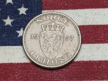 1957 Norge 1 Krone, 50% Silver