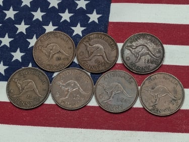 1940, (2) 1942, (2) 1943, 1944, & 1952 Australia Pennies