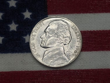 1945-P Jefferson Nickel, 35% Silver, Full Steps - High Grade
