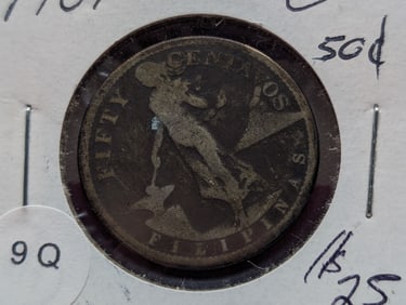 1907-S Philippine Fifty Centavos 75% Silver