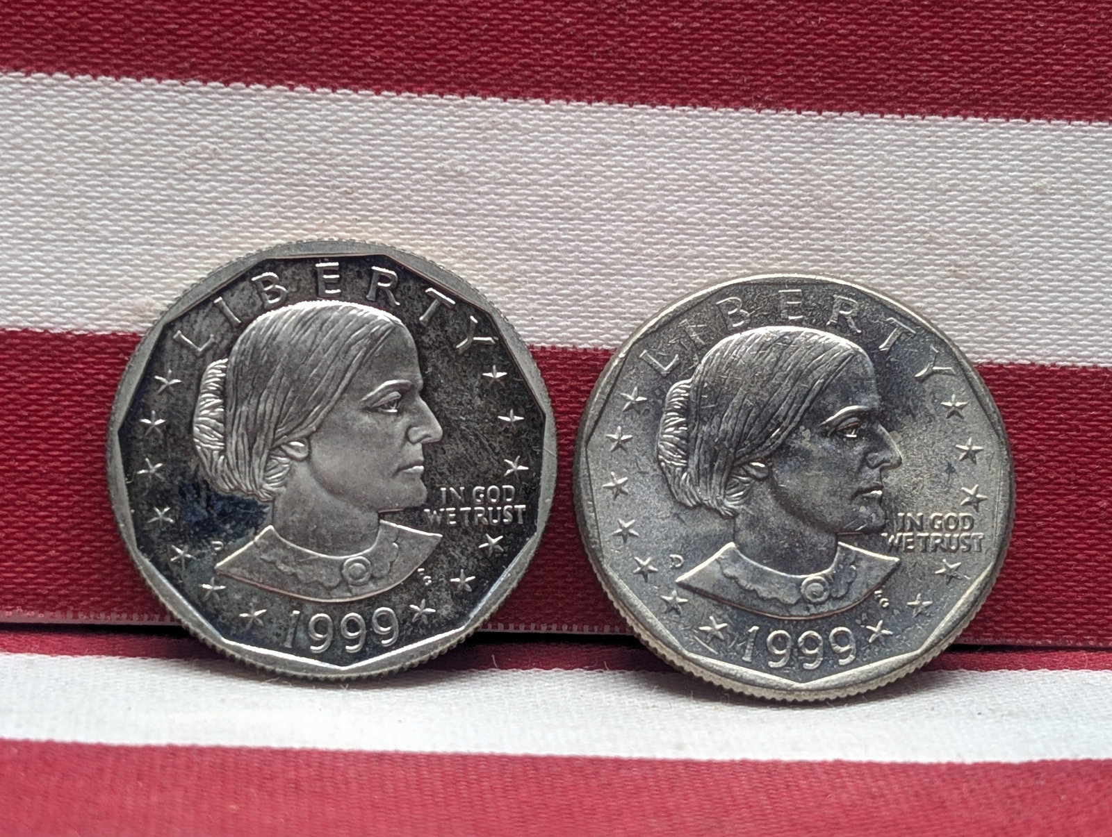 1999-P Proof And 1999-D Uncirculated Susan B. Anthony Dollars.  2 Coins. (1 of 2)