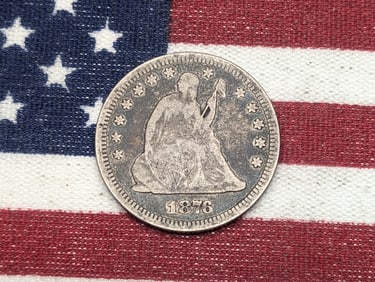 1876 United States Seated Liberty Quarter. Vintage Type Coin.