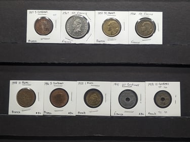 (9) Mixed France Coins