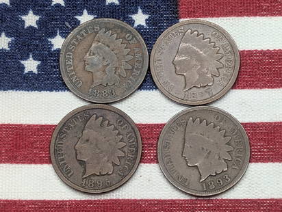 (4) Indian Head Cents 1883, 1893, 1895, 1897: (4) Indian Head Cents 1883, 1893, 1895, 1897