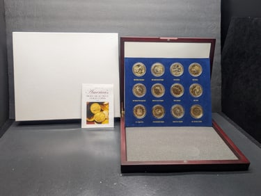 (12) Replica of America's Greatest Coins in Cherry Presentation Case