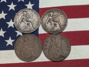 1919, 1921, & (2) 1927 Great Britain One Pennies