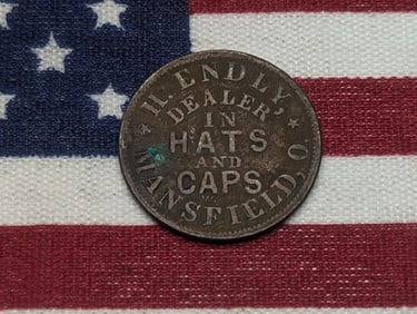 1863 H. Endly Dealer in Hats & Caps, Good For One Cent, Token From Mansfield Ohio, VF Detail