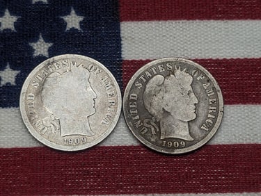1909-O & 1909-P Barber Dimes, 90% Silver