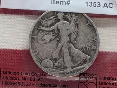 1936-S Walking Liberty Half Dollar in Littleton Package