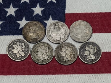 7 Low Grade 3c Nickels.