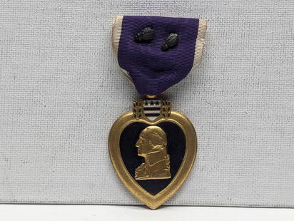 U.S. Purple Heart With Two Leaf Clusters (WWII) For Military Merit: U.S. Purple Heart With Two Leaf Clusters (WWII) For Military Merit