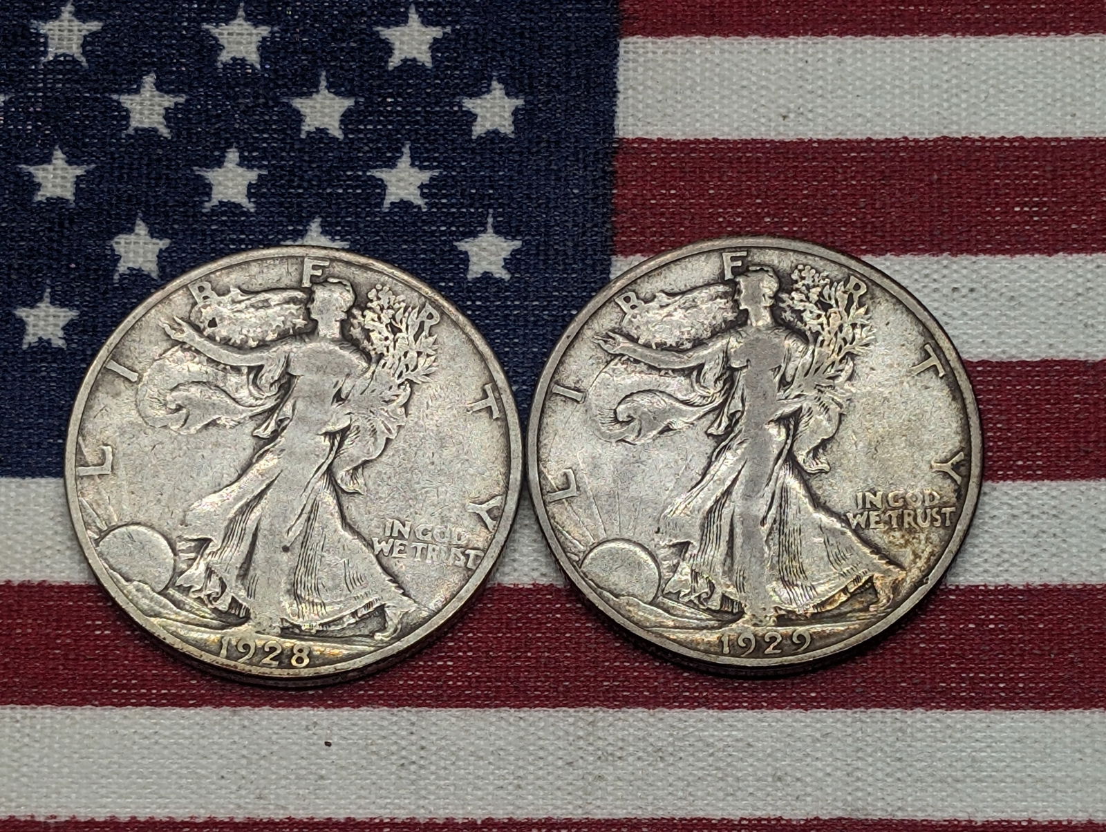 1928-S & 1929-S Semi-Key Date Walking Liberty Half Dollars. (1 of 2)