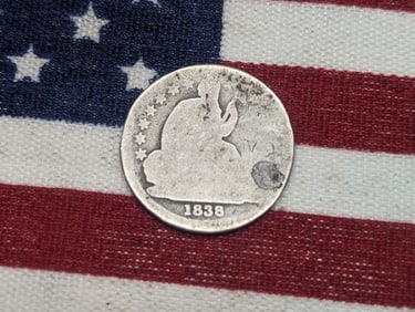 1838 Seated Liberty Dime, Small Stars, 90% Silver, Holed & Plugged