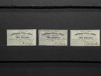 RARE 3- Confederate States of America Loan Coupons: RARE 3- Confederate States of America Loan Coupons