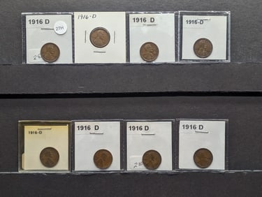 Lot Of 8 1916-D Lincoln Cents. Circ.