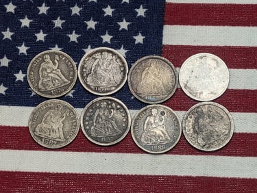 8 Cull Seated Dimes With Decent Details.