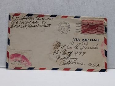 1945 WWII "The War Is Over" Piece Of History Letter Cover W/Stamps