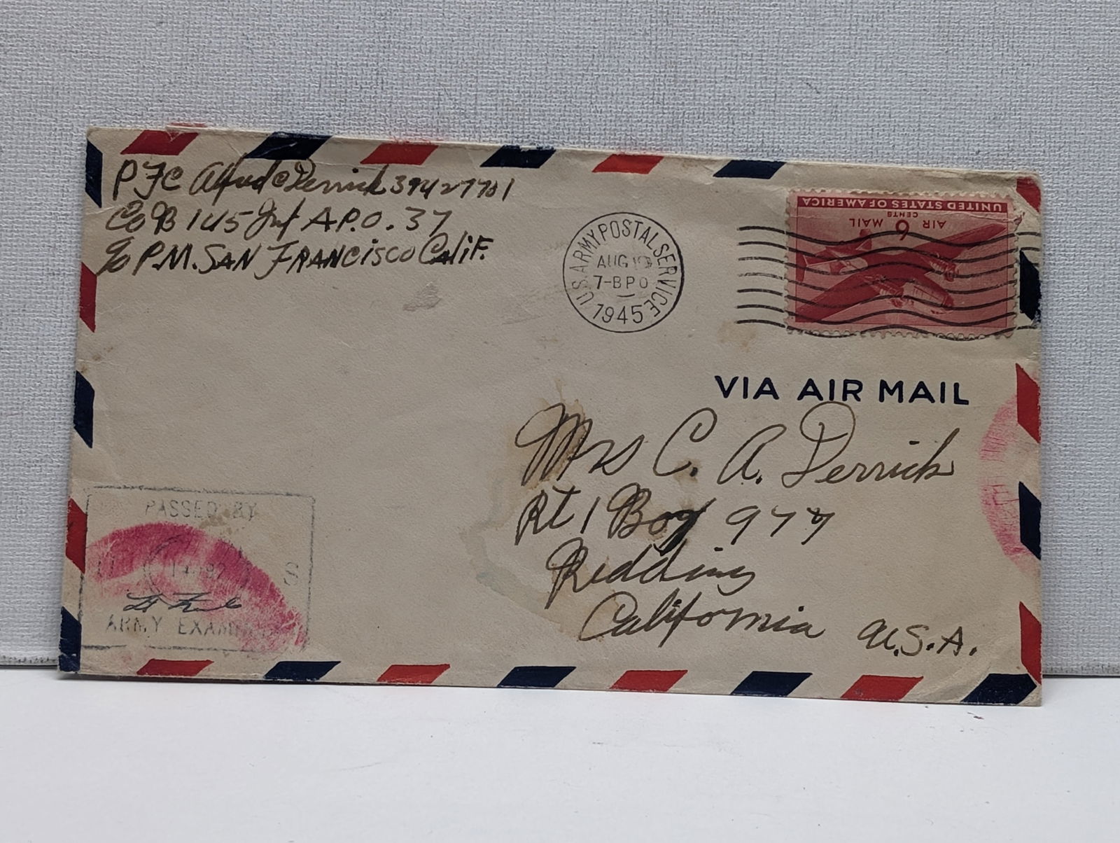1945 WWII "The War Is Over" Piece Of History Letter Cover W/Stamps (1 of 2)